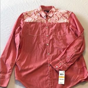 Inc light red button down with paisley design